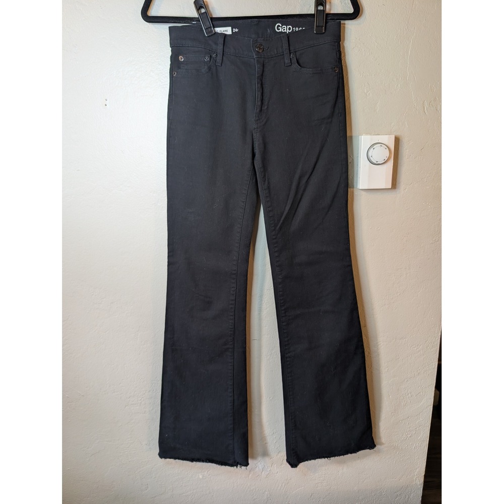 GAP 1969 Authentic Flare Black Denim womens size 24 Bootcut Midrise Jeans